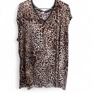 Bar III Animal Print Short Sleeve Top